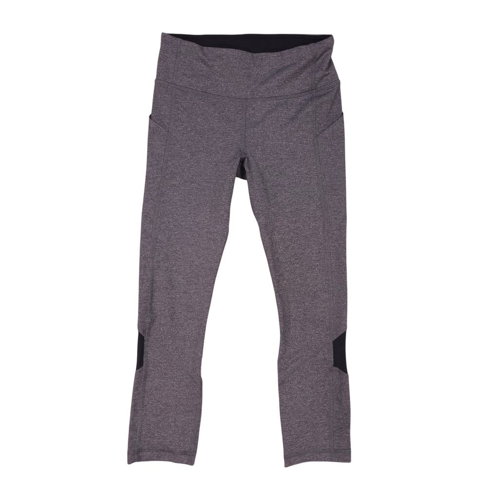 Lululemon Pace Rival Crop Leggings 22" Heathered Black / Black Sz 4